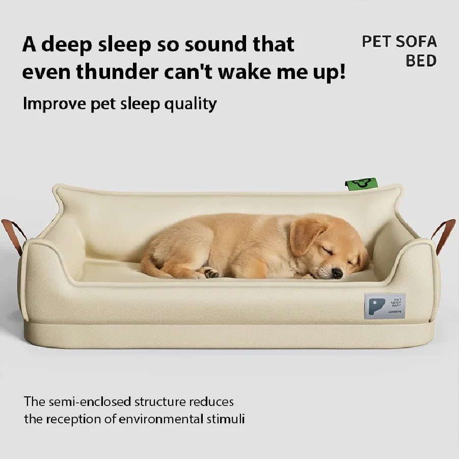 Orthopedic Leather Dog Bed Sofa – Detachable Rectangle Pet Bed with Non-Slip Bottom, Waterproof and Machine Washable for Ultima