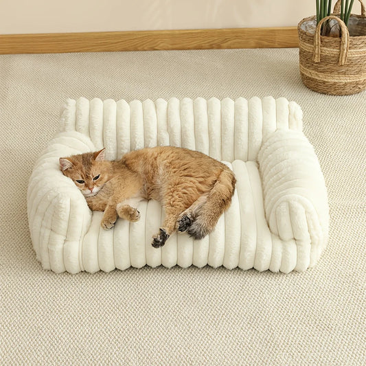 ARTLION Striped Cat Sofa Bed Soft Polyester Pet Bed Breathable for All Seasons Suitable for Small to Medium Catsor Sleeping