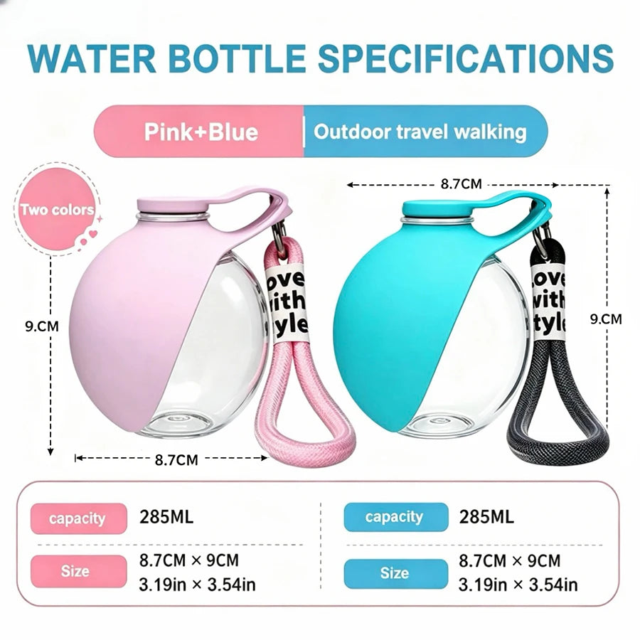 Portable Foldable Pet Water Bottle, Leak-Proof Outdoor Dog and Cat Drinking Bowl, with Lanyard and Hook, Compact, Pet Feeder