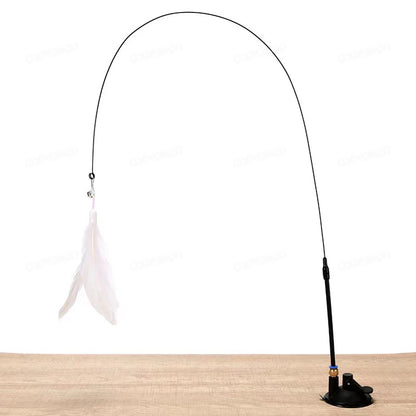 1Pc Cat Teasers Stick Interactive Toys Pet Feather Bell For Cat Exercise Self-Entertainment，kitten With Suction Cup Teaser Stick