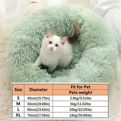 Soft Plush Cat Bed Pad Pet Donut Round Faux Fur Mat Warm Dog Bed Washable Comfortable Sleeping for Small to Medium Dogs And Cats