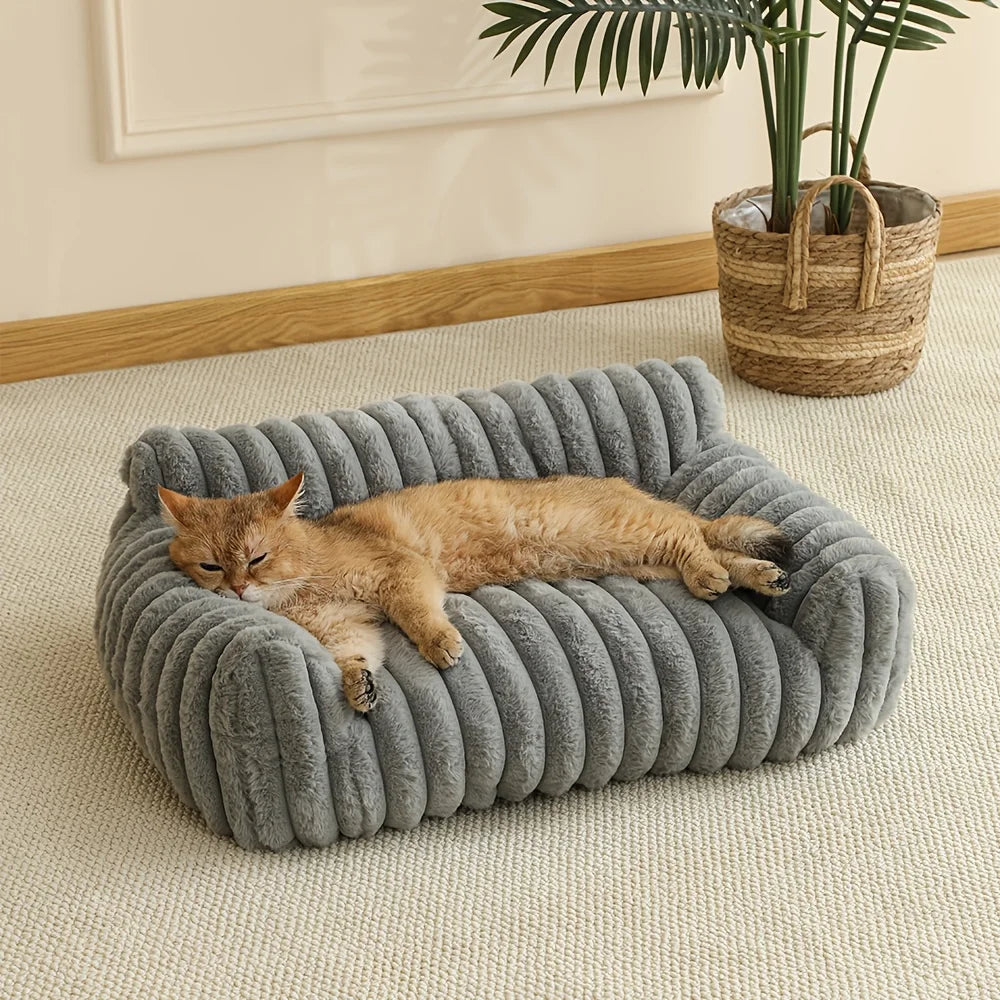 ARTLION Striped Cat Sofa Bed Soft Polyester Pet Bed Breathable for All Seasons Suitable for Small to Medium Catsor Sleeping