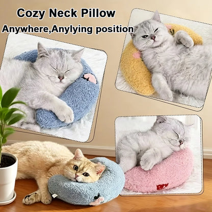Cute Dogs Cats Little Pillows U-Shaped Neck Protector Pets Deep Sleep Pillow for Puppy Kitten Soft Fluffy Calming Toys Washable
