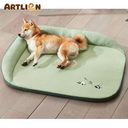 ARTLION New pet cooling mat, detachable and washable, suitable for all seasons, ice silk cooling pad with pillow, summer mat