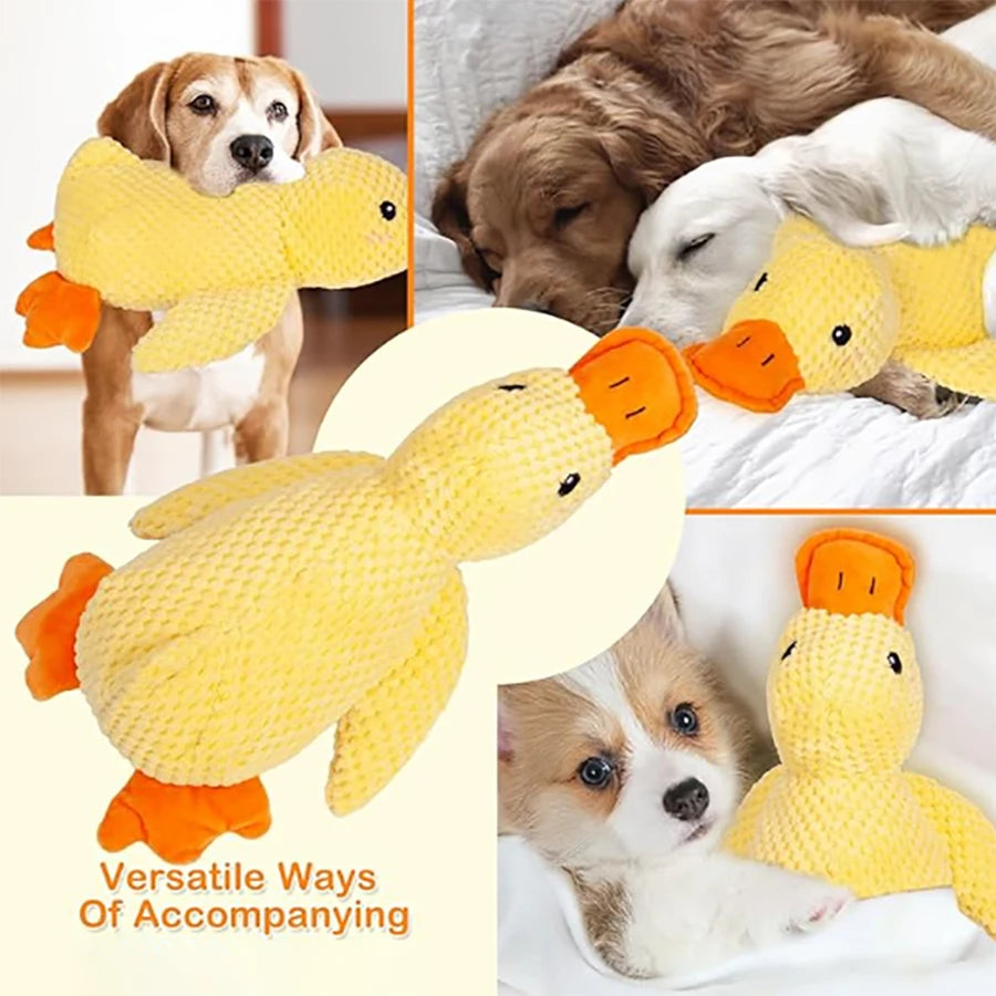 Cute plush cat and dog squeaking toys durable duck-shaped, for teething interactive entertainment sleep companion and relaxation