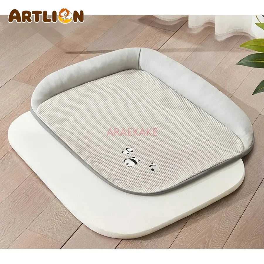 ARTLION New pet cooling mat, detachable and washable, suitable for all seasons, ice silk cooling pad with pillow, summer mat