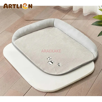 ARTLION New pet cooling mat, detachable and washable, suitable for all seasons, ice silk cooling pad with pillow, summer mat