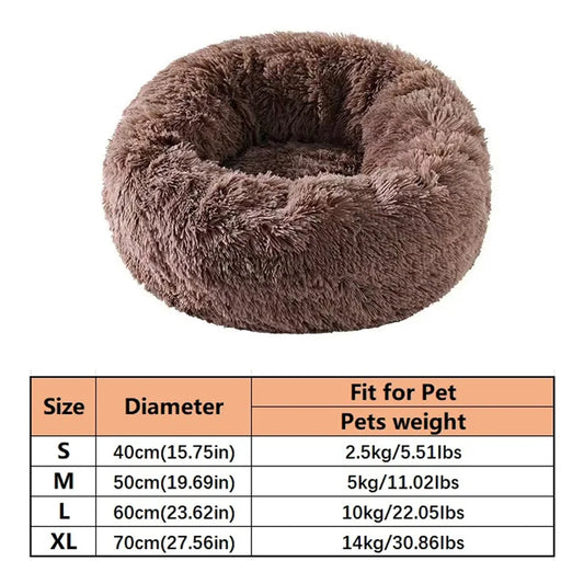 Soft Plush Faux Fur Donut Pet Bed for Small Cats & Dogs, Warm Calming Sleeping Nest, Washable Round Cushion Pad