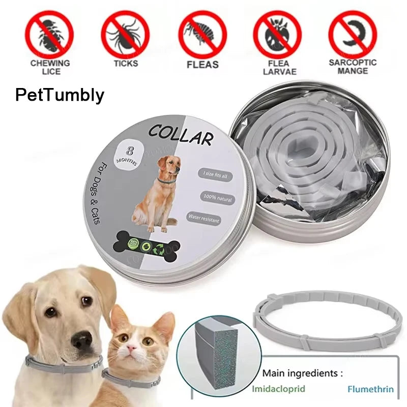 Dog Anti Flea and Tick Collars,Pet 8Month Protection Adjustable Collar for Large Dog Puppy Cat, Dogs Accessories