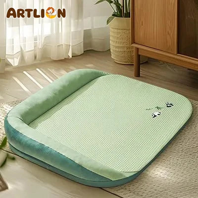 ARTLION New pet cooling mat, detachable and washable, suitable for all seasons, ice silk cooling pad with pillow, summer mat