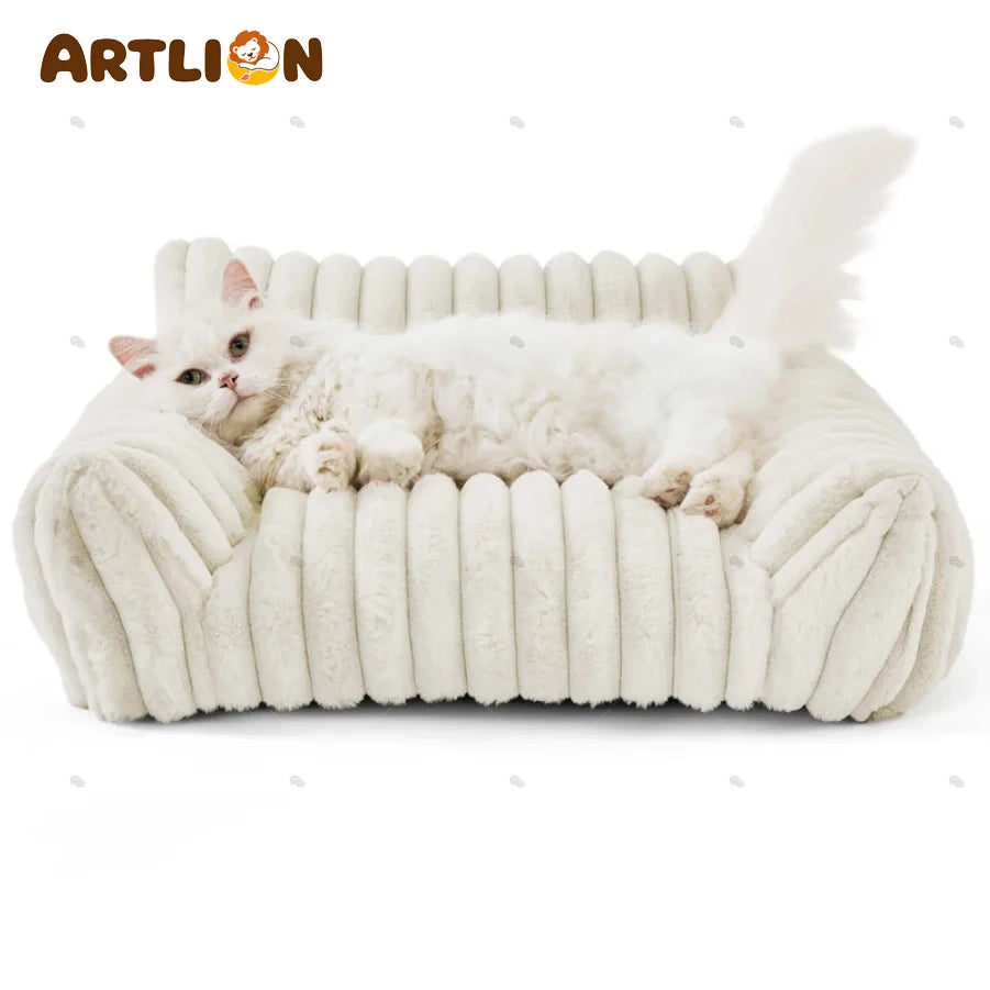 ARTLION Striped Cat Sofa Bed Soft Polyester Pet Bed Breathable for All Seasons Suitable for Small to Medium Catsor Sleeping