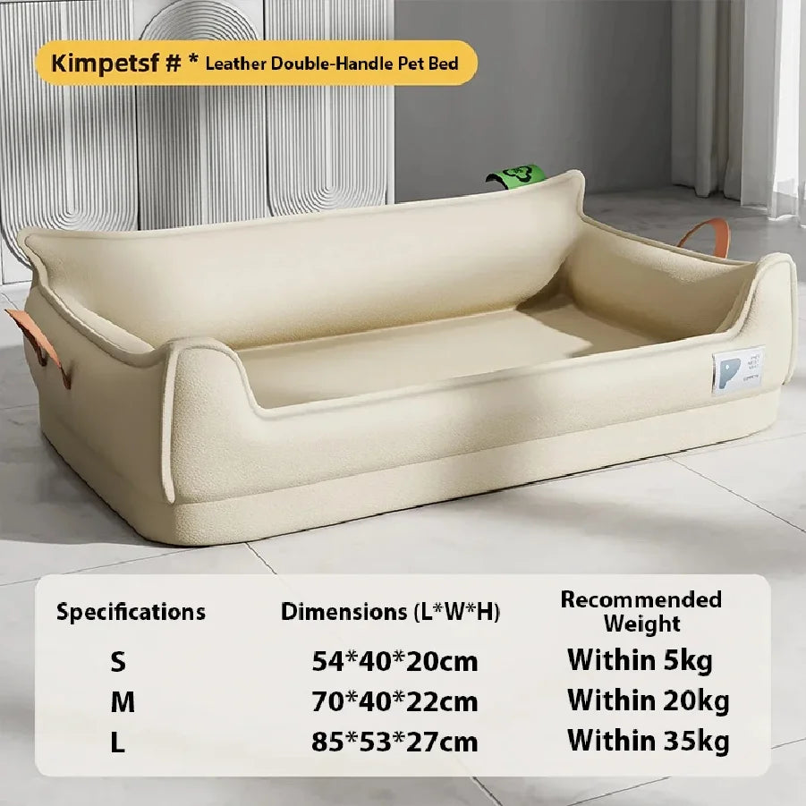 Orthopedic Leather Dog Bed Sofa – Detachable Rectangle Pet Bed with Non-Slip Bottom, Waterproof and Machine Washable for Ultima