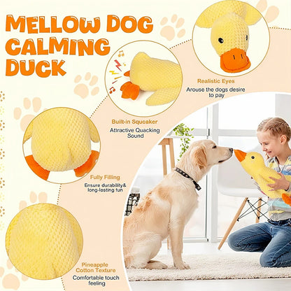 Cute plush cat and dog squeaking toys durable duck-shaped, for teething interactive entertainment sleep companion and relaxation