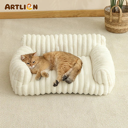 ARTLION Striped Cat Sofa Bed Soft Polyester Pet Bed Breathable for All Seasons Suitable for Small to Medium Catsor Sleeping
