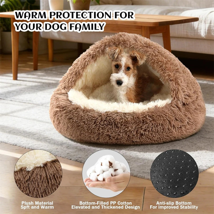 Cozy Cats Beds Pad Dogs Mattress Warm Soft Plush Pets Bed Shell-Shaped Semi-Enclosed Cat Sleeping Nests For Small Dogs Kitten